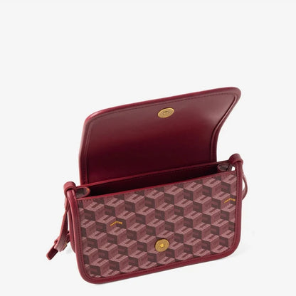 Luxury Monogram Messenger Bag Women Geometric Print 3D Cube Coated Canvas Crossbody Bag Classic Versatile Elegant Shoulder Bag