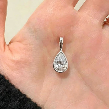 Certified 3carat Waterdrop Hark Moissanite Collar Necklace S925 Silver Bezel Set Solitaire Pear Cut Diamond Pendant for Women