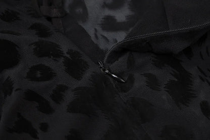 Skinny Hollow Out Cross Bandage Patchwork Jumpsuits Women Leopard Print Retro Fashion Sexy Cleavage Bodycon Party Clubwear Hot