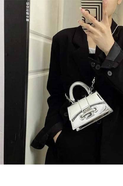 Pu Leather Vintage Women Silver Chic Crossbody Bag Luxury Designer Small Shoulder Bags Fashion Gold Mini Coin Purse Cute Handbag
