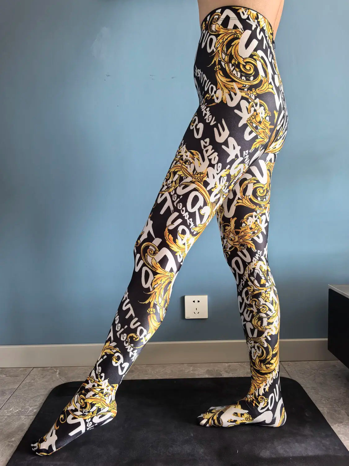 No elastic leopard print seam high waist tights yoga pants Plus size women sports tight leggings