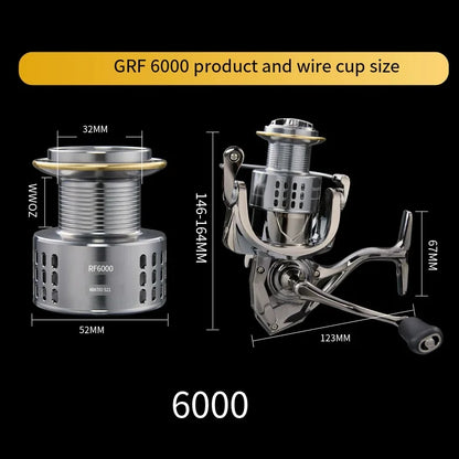 2026 New Spinning Fishing Reel All Metal 5.2:1 Speed ratio Max Drag 15KG Left/Right Interchangeable Suitable Any Body of Water