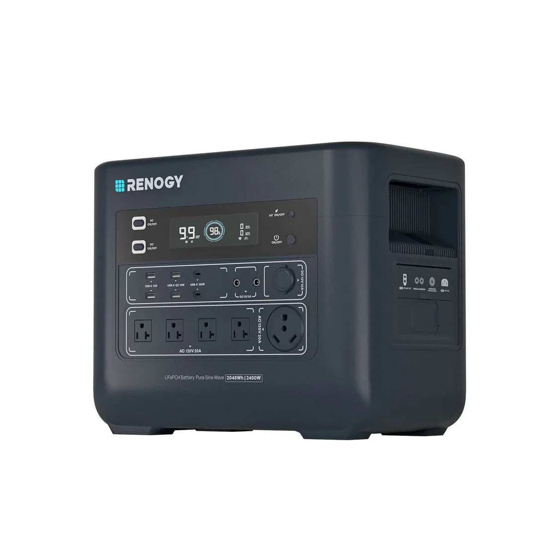 Renogy PowerStation 2000 Portable Power Station, 2048Wh LiFePO4 Solar Generator, 2400W/3600W Surge, TT-30 RV Outlet, ≤20ms UPS Backup, 25dB Quiet, 1-Hr Fast Charge for Home & Off-Grid