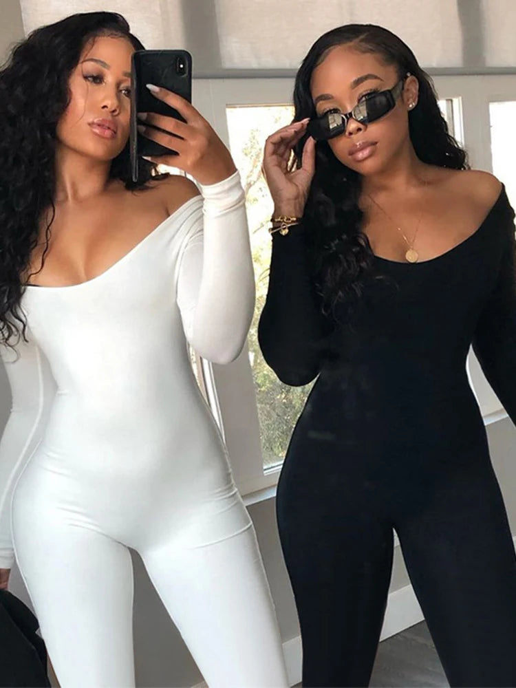 Spring and Summer New Women's Jumpsuit Long Sleeve Solid Color Skinny Jumpsuit Fashion Sports Fitness Jumpsuit Pullover