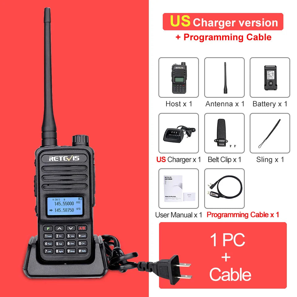 Retevis RT85 Walkie Talkie Long Range Ham Two-way Radio Station Walkie-talkies VHF UHF Dual Band Amateur Portable Radio Hiking