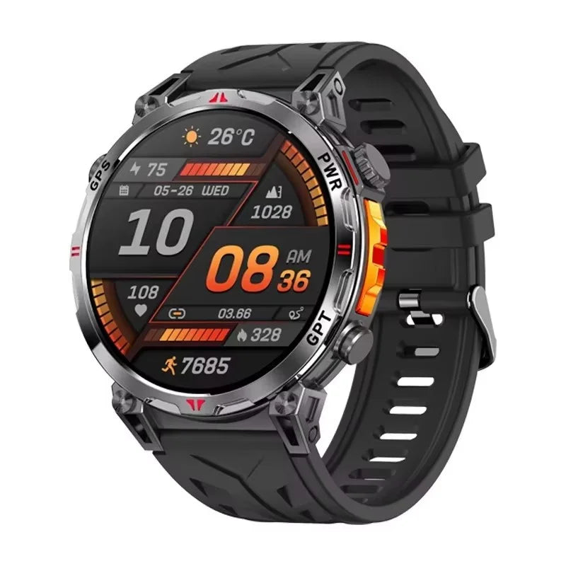 Men KC93 Smart Watch 1.56inch AMOLED GPS Positioning Outdoors Sports Fitness Tracker Bluetooth Calling Large Battery Smartwatch