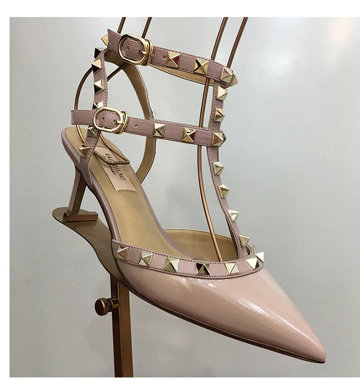 Nude Black Woman heeled sandals Summer Slingbacks High Heels luxury Leather Fashion Brand Designed sandals elegant Prom Shoes