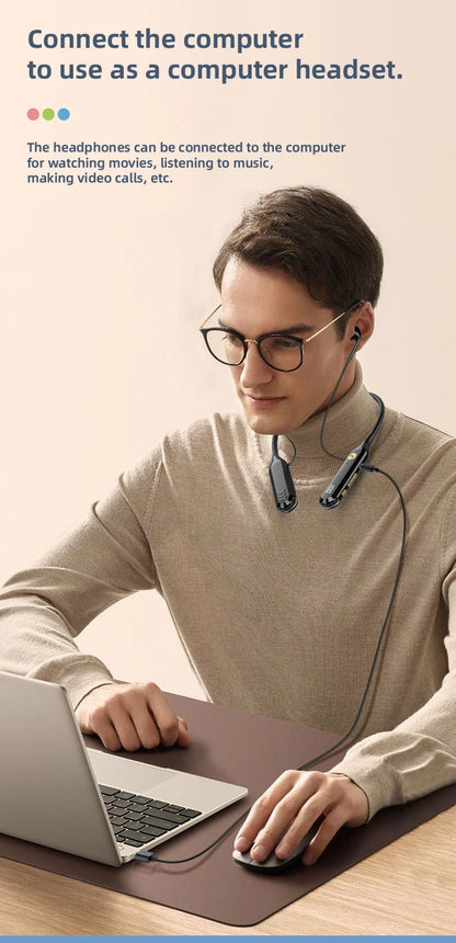 KEBIDUMEI 4-in-1 Neckband Bluetooth 6.0 Earphones ENC Noise Reduction Wireless Headsets Wired Mode TF Card FM Radio Headphones