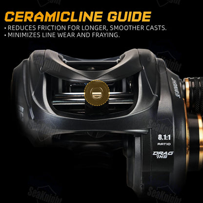SeaKnight Brand FALCAN IV DC 8.1:1 Series Baitcasting 10+1BB Carbon Fiber Drag System 7kg/15lbs Brass Gear Power Fishing Reel
