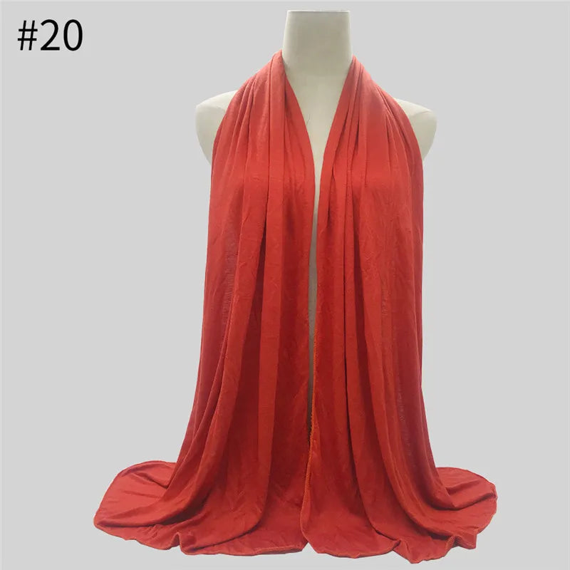 28Color Modal Cotton Jersey Hijab Scarf Ramadan Long Muslim Shawl Plain Solid Soft Turban Wraps For Women Headband
