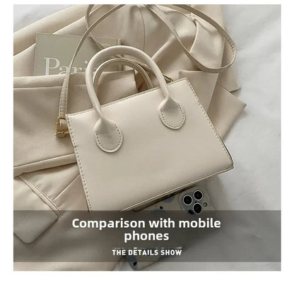 Minimalist Black Small Square Bag All-Match Top Handle Purse Classic Shoulder Bag for Work Women Handbags Crossbody Bags Purse