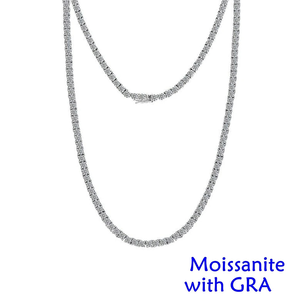 Factory Price S925 Sterling Silver D VVS1 Moissanite Tennis Necklace 3/4/5/6mm GRA for Women Man Jewellery Zircon