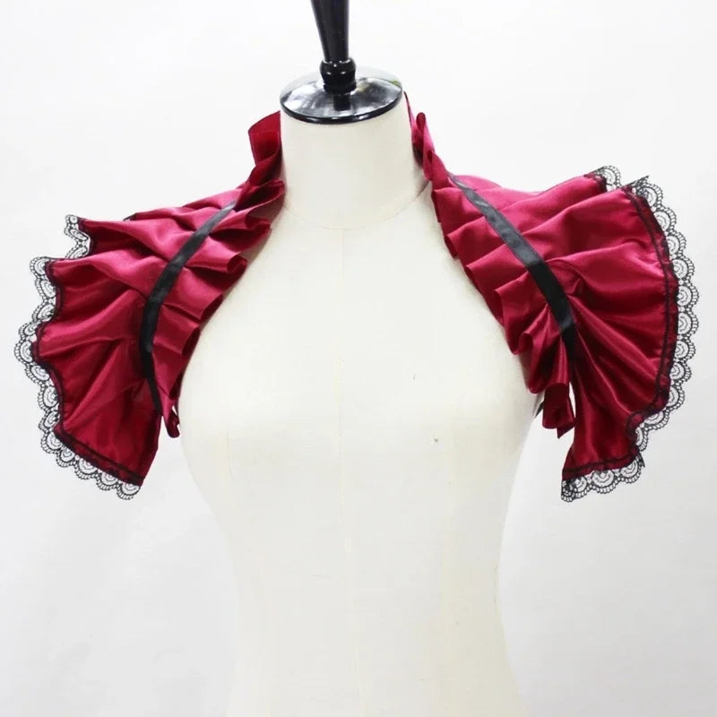 Unisex Vintage Victorian Ruffled Shrug Shawl Gothic Fake Collar Shoulder Wrap Capelet Costume Jabot Cosplay Accessories