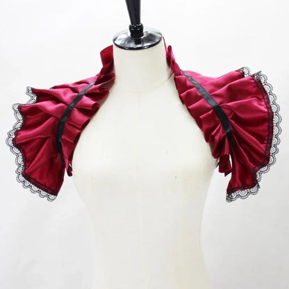 Unisex Vintage Victorian Ruffled Shrug Shawl Gothic Fake Collar Shoulder Wrap Capelet Costume Jabot Cosplay Accessories
