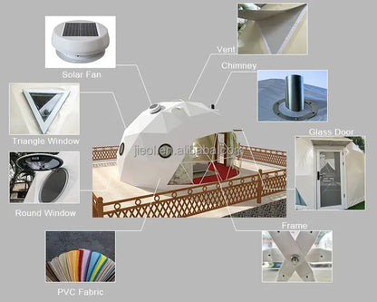 Geodesic Dome Tent, Panoramic View Round Windproof Glamping Shelter for Resort Hotel, Outdoor Campsite Holiday Accommodation