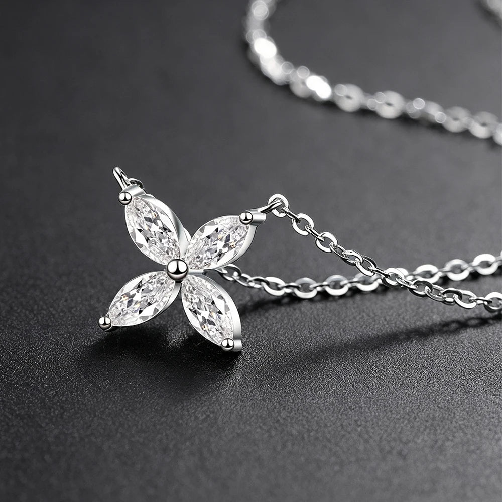 1.6cttw Butterfly D Color Moissanite Pendant Necklace for Women 925 Silver Marquise Cut Diamond Wedding Gift Fine Jewelry GRA