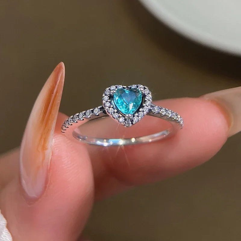 Gorgeous Zircon Romantic Love Heart Ring for Women Engagement Wedding Real 925 Sterling Silver Luxury High Quality Fine Jewelry