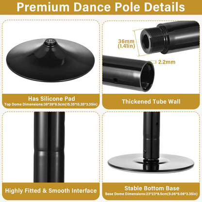 Dance Pole Static Dancing Pole, Portable Removable Training Dance Pole for Home Club Bar Gym, 7-9Ft Height Adjustable & Weight Capacity 500lb