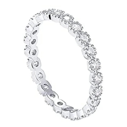 Huitan Wedding Band Eternity Rings Women Brilliant Round Zirconia Luxury Engagement Rings Thin Elegant Female Jewelry Drop Ship