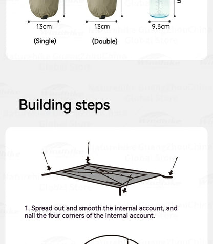 Naturehike Cloud Up Pro Tent Ultralight 1.36kg 1-2 Person 20D Waterproof Three Seasons for Camping Outdoor Hiking Backpack Tent
