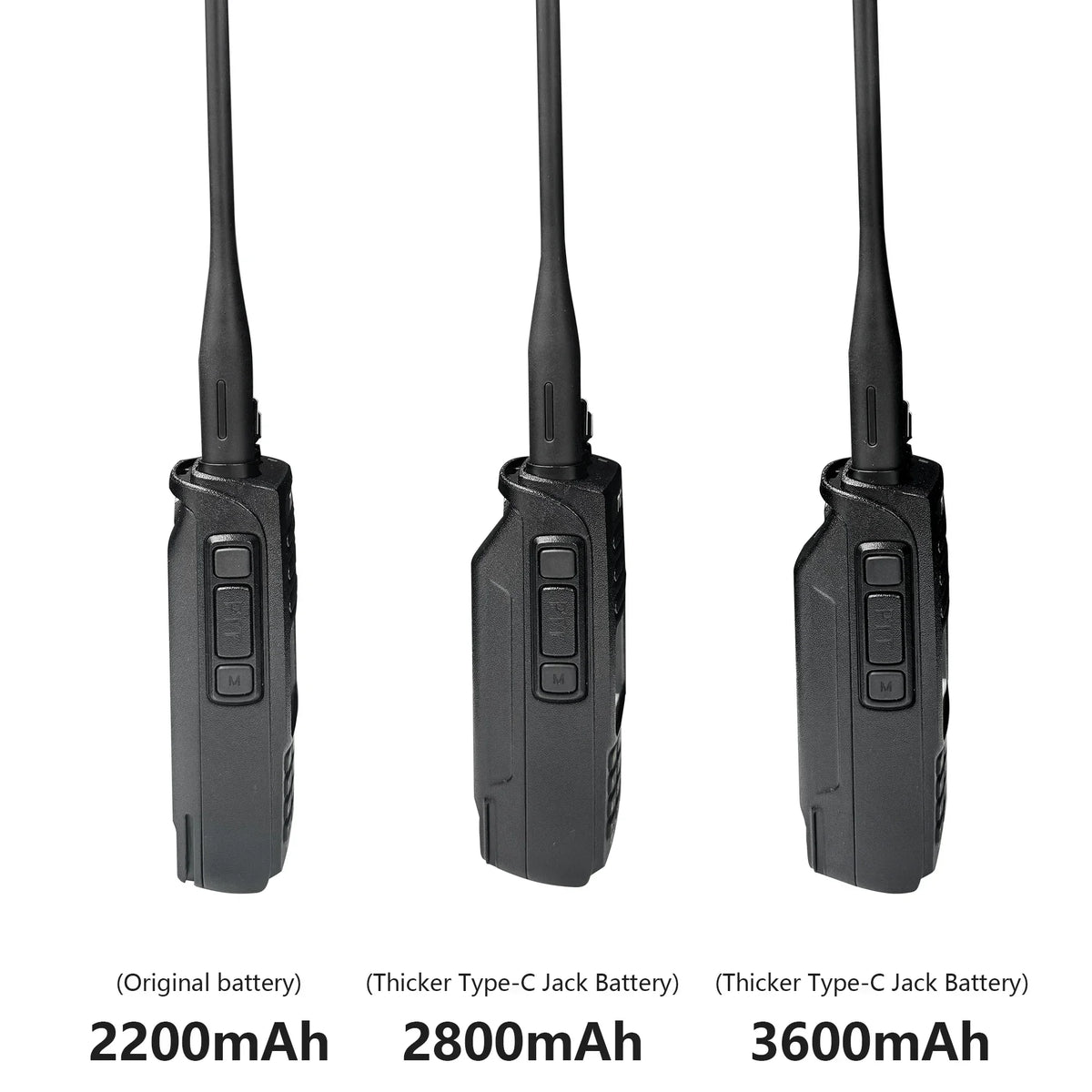 MD-390 Original Battery Enlarge Thicker Battery USB-C Charge 3600mAh Compatible With MD-UV390 MD-390Plus TH-UV8200 Walkie Talkie