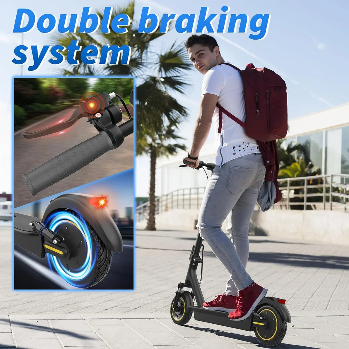 Electric Scooter, 500W Powerful Motor & 22MPH Top Speed, 28 Miles Range, Folding E Scooter with Dual Braking for Teens and Adults