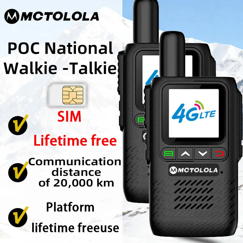 MOTOLOLA 4G PoC Radio Global Walkie Talkie with Lifetime Free SIM Card for 5000 Kilometers Long Distance Hiking and Camping