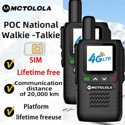 MOTOLOLA 4G PoC Radio Global Walkie Talkie with Lifetime Free SIM Card for 5000 Kilometers Long Distance Hiking and Camping