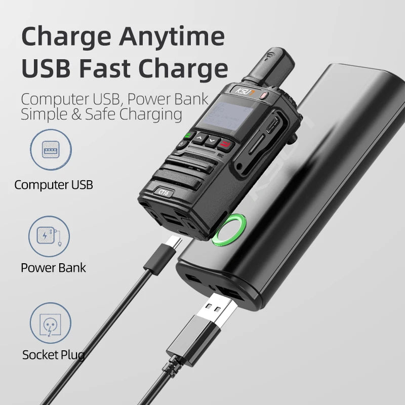 KSUN CT16 Globalptt Walki Talky 4g LTE POC Internet Radio 100 km Long Range 5000 Miles Walkie Talkies with SIM Card