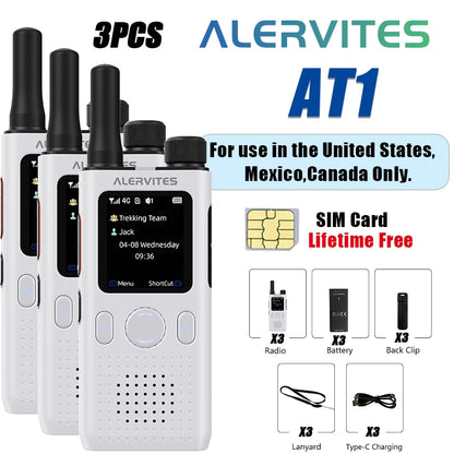 1/2/3PCS ALERVITES PoC AT1 Global Walkie Talkie Baofeng Radio 4G LTE Unlimited Distance US/EU Version OLA APP USB-C Ultra-light