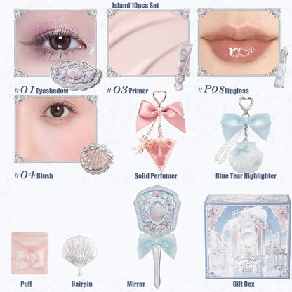 Flower Knows Make Up Sets Cosmetics Full Set Shells Pearl Eyeshadow Lip Gloss Blushes For Cheek Highlighter Gift Box Makeup Kit
