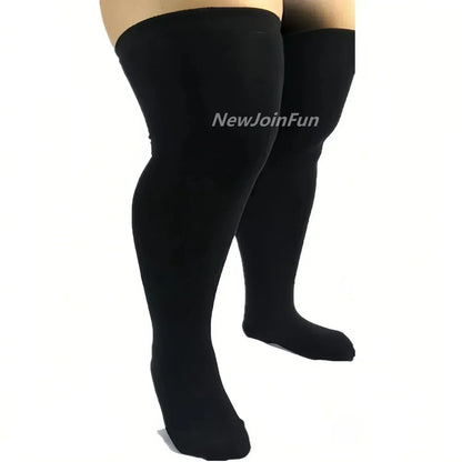 Oversize Thigh High Black White Striped Over Knee Long Socks Autumn Winter Thick Stockings Leg Warmers for Woman Plus Size 3XXXL