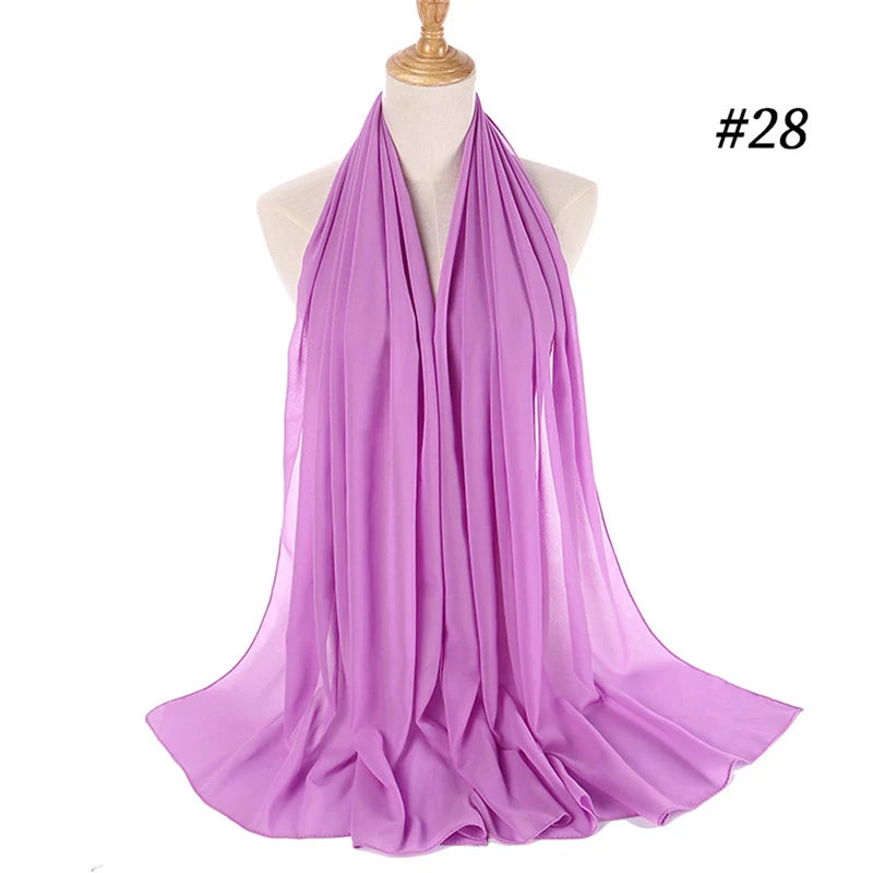 Muslim Chiffon Hijab Women Bubble Chiffon Scarf For Women Ladies Veil Muslim Islam Solid Color Malaysia Musulman Wrap Scarves