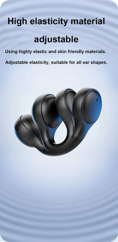 New Bluetooth Earphones Mirror-Style Digital Display Soft Silicone Ear Clip Wireless Headphone HD Noise Reduction Sports Headset