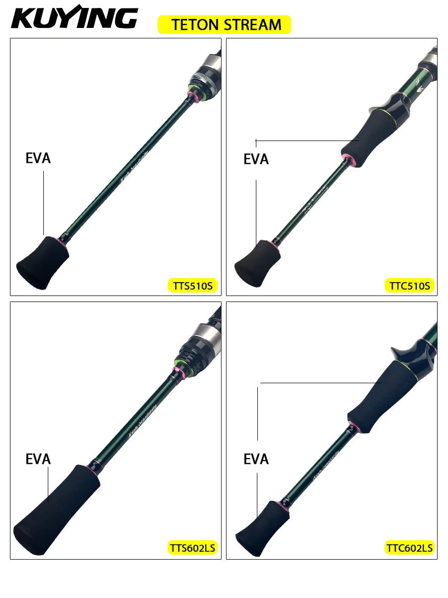 KUYING TETON Spinning Casting Rod For Fishing Lure Rods BFS Pole Carbon 0.8-8g 1-8lb FUJI Parts Baitcaster