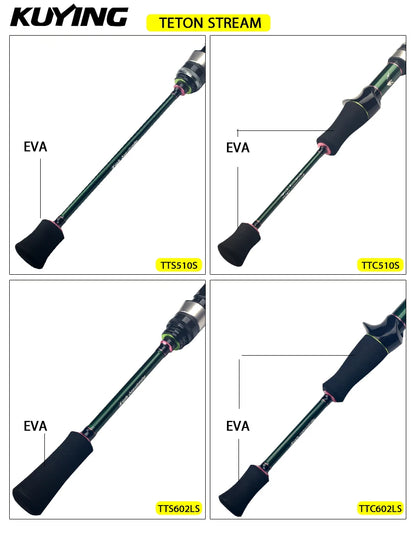 KUYING TETON Spinning Casting Rod For Fishing Lure Rods BFS Pole Carbon 0.8-8g 1-8lb FUJI Parts Baitcaster