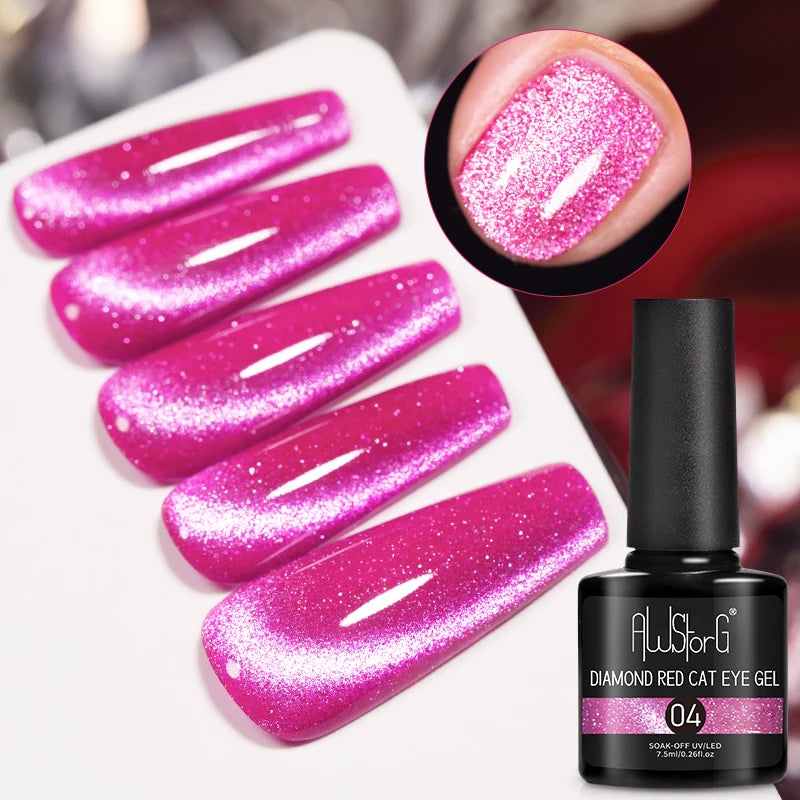 AWStorG 7.5ml Starlit Chameleon Cat Magnetic Gel Nail Polish Double Colors Semi Permanent UV Gel Varnish Need Black Base