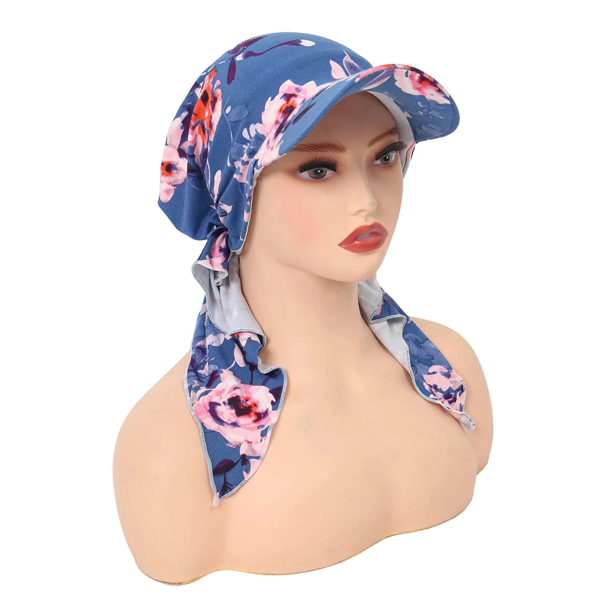 Trendy Print Muslim Hijab Caps With Brim Women Baseball Cap Wrap Head Ramadan Ladies Fashion Headwear Turban Bonnet