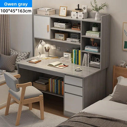 Aesthetic Desk Home Modern Simple Bookshelf Integrated Student Bedroom Learning To Write With Drawing Desk Office Computer Desk