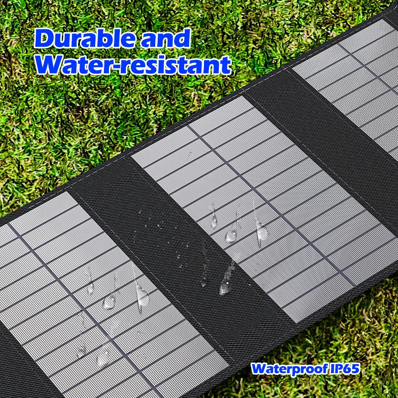 20W 6-Fold Portable Foldable Solar Charger Panel, USB 5V DC Full Time Power Output for Outdoor Mobile Power Supply