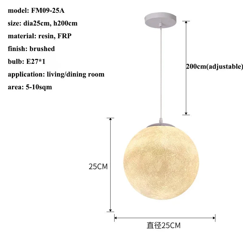 Nordic Moon Led Pendant Lights for Living Room Dining Bedroom Home Decorations Chandelier Cafe Restaurant Hanging Lamp Luminaire
