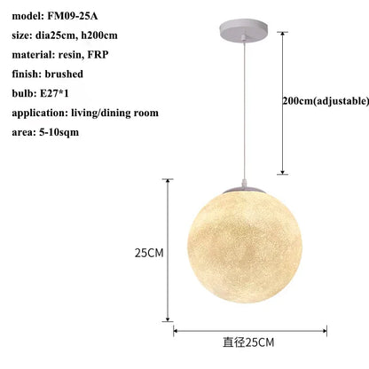 Nordic Moon Led Pendant Lights for Living Room Dining Bedroom Home Decorations Chandelier Cafe Restaurant Hanging Lamp Luminaire