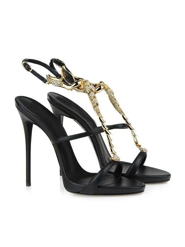 Classic Summer New Women's Stiletto Heel Sheepskin Peep Toe Platform Rhinestone Sandals High Heel Ankle Strap Pumps Sandals