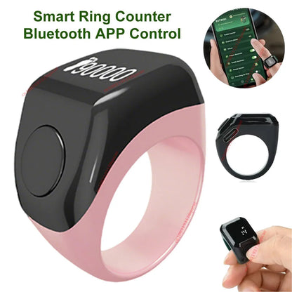 2026 Qibla Smart Zikr Ring Praise Tasbih Tally Electronic Digital Counter for Muslims 5Prayer Time Vibration Reminder Waterproof