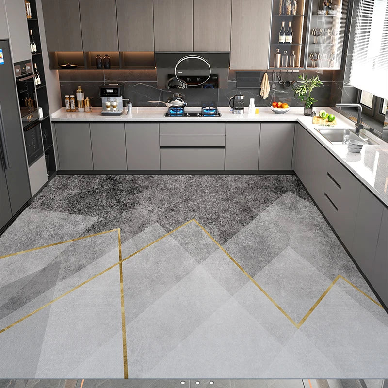 Modern Minimalist Balcony Washable Carpet Large Area Non-slip Floor Mat Anti-oil Anti-fouling Kitchen Rugs Home Pvc Leather Rug