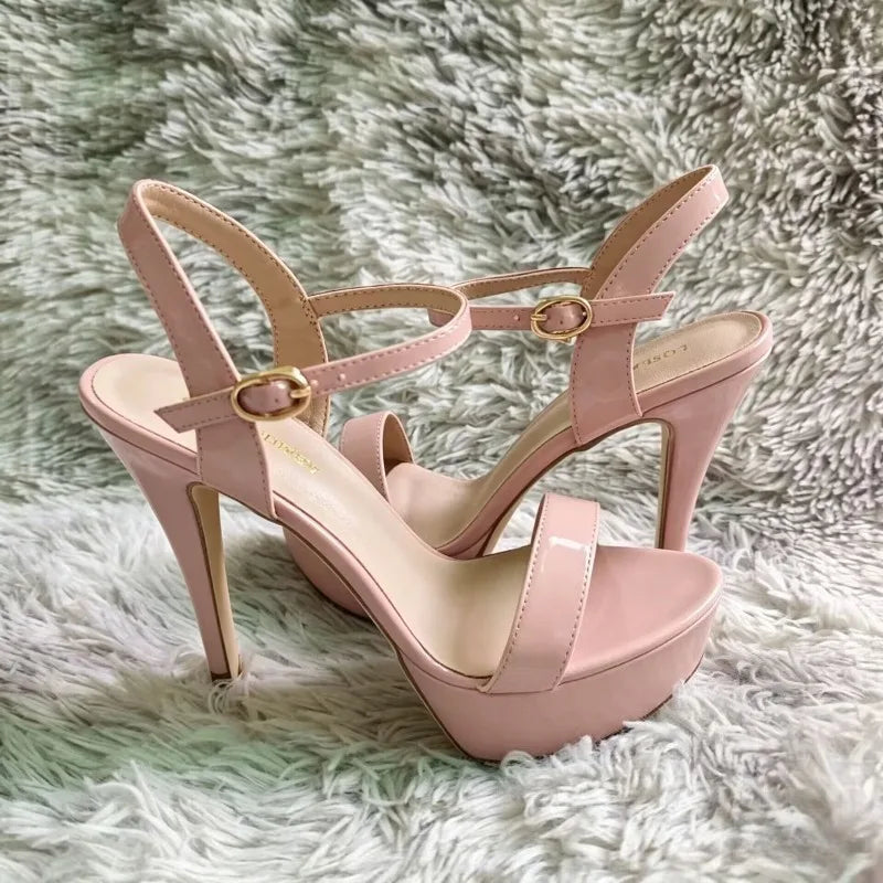 Women Sexy Pumps Peep Toes Sandals Stilettos 14cm Elegant Platform High Heels Luxury Nighclub Party Wedding Jazz Dance Shoes