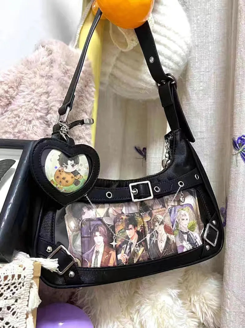 Inner Spicy girl small ITABAG ancient shoulder bag New trendy Y2k Japanese ita bag PU +Nylon cloth women's bags