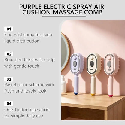 New Electric Hair Care Spray Massage Comb Self Cleaning Steam Essential Oil Brush Hair Oil Applicator Scalp Massager For Women