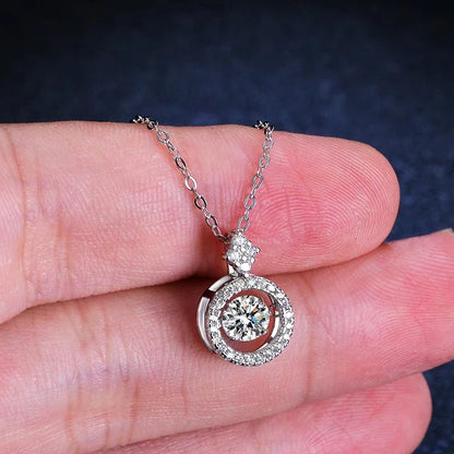 AETEEY 1CT D Color Real Moissanite Round Pendant Necklace For Women Lab Diamond S925 Sterling Silver Fine Jewelry Gift NE019