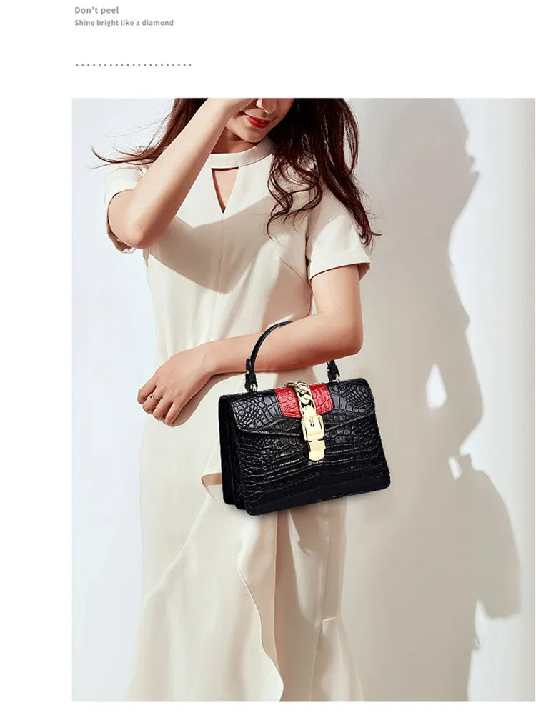Luxury Fashion Brand Women's Handbags Genuine Leather Shoulder Crossbody Bag Crocodile Small Hard Square Portable Messenger Bags